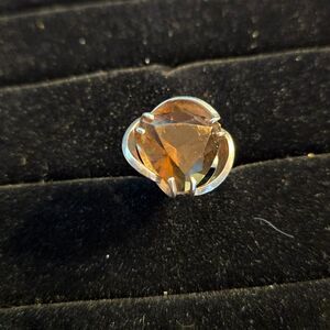 Artisan Silver and Amber Glass Ring Sz 7.75